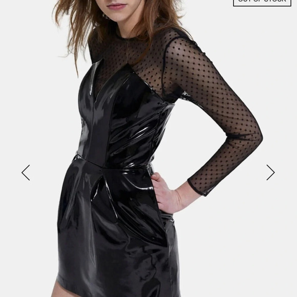 The Kooples Short Dress Vinyl Effect Black NEW Sz XS - Picture 2 of 6
